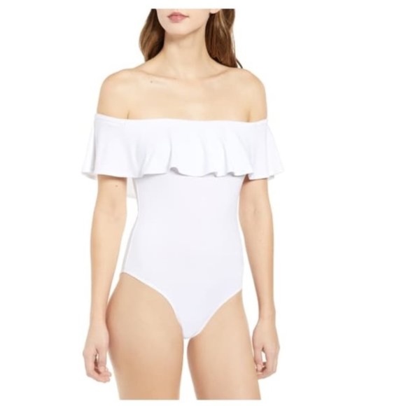 Leith Off the Shoulder Ruffle Bodysuit - Picture 2 of 7